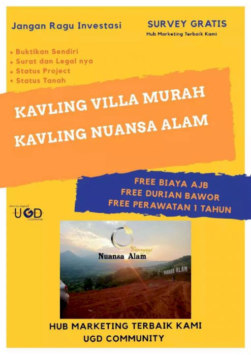 Jual tanah kavling murah didaerah wisata