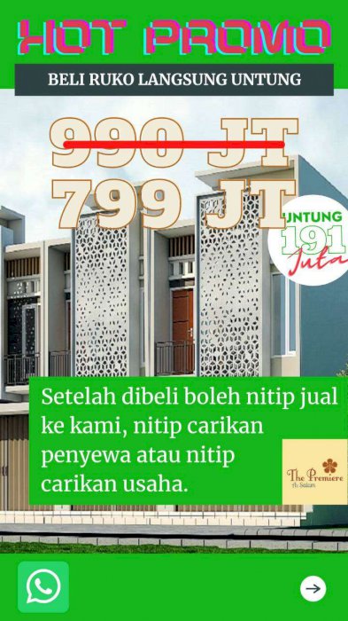 RUKO D JUAL DI MALANG LOKASI STRATEGIS TEPI JALAN DEKAT ARHANUD MALANG