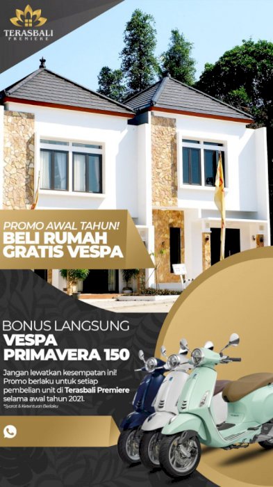 Beli rumah bonus langsung vespa Primavera
