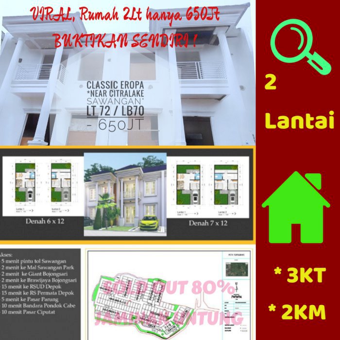 Dijual Rumah Klasik Murah dekat Citralake sawangan Depok