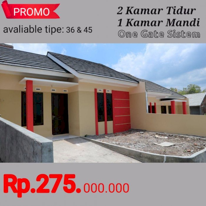 PROMO RUMAH TIPE 36, 2 KAMAR TIDUR, 1 KAMAR MANDI, RUANG KELUARGA