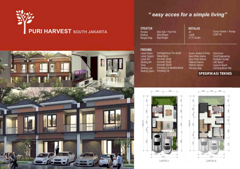 Dijual Rumah Primary 2 Lantai di Puri Harvest South Jakarta