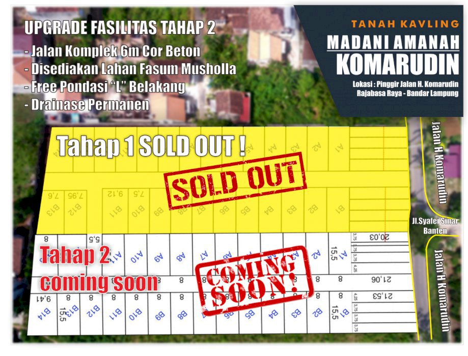 tanah kavling rajabasa pinggir jalan aspal