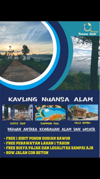 Kavling Murah  pemandangan Indian 100M2 hnya 49 jutaan puncak Bogor