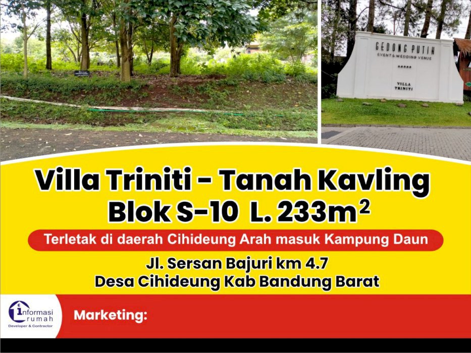 Tanah Kavling. Vila Triniti Lembang