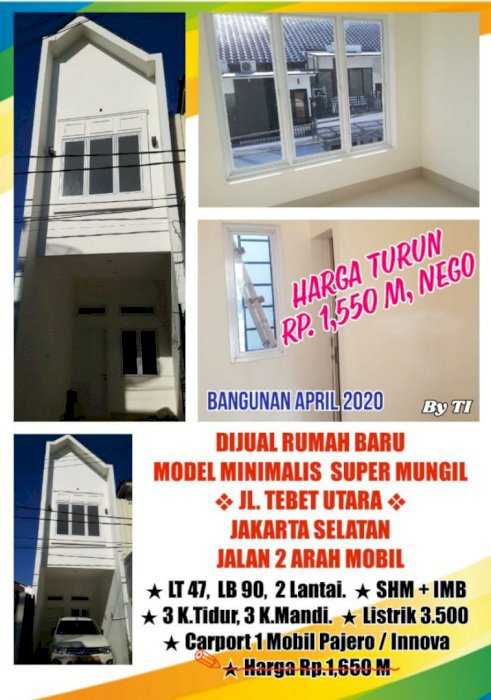 Dijual Rumah Baru Minimalis Di Jln Tebet Utara Jakarta Selatan