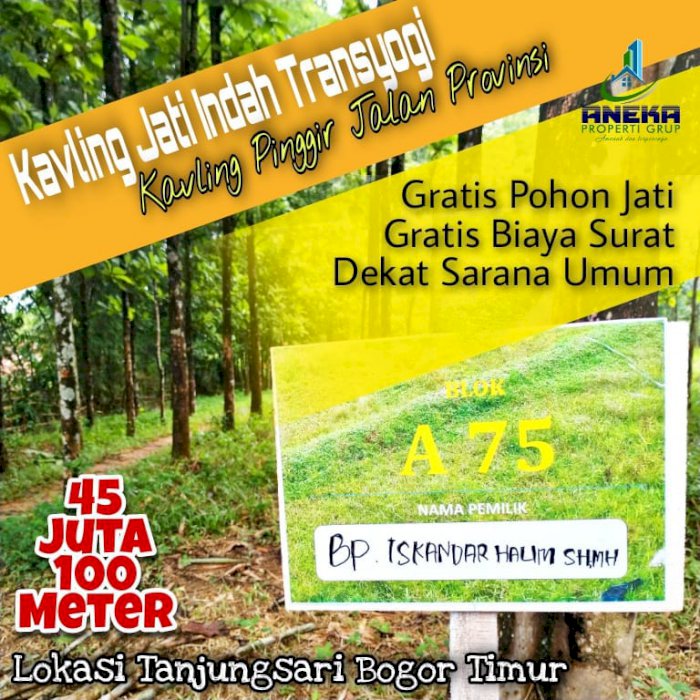 JUAL CEPAT TANAH BONUS POHON JATI KAVLING JATI INDAH TRANSYOGI BOGOR