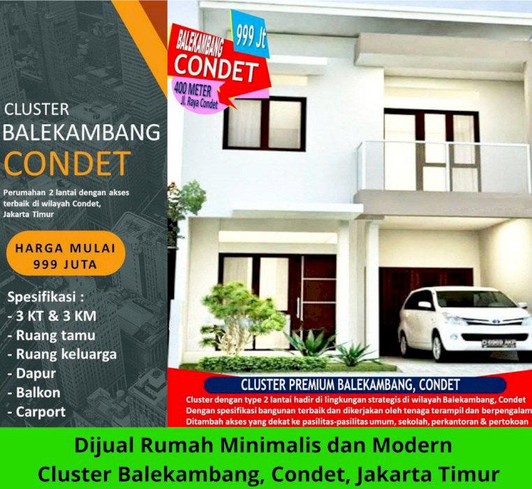 Dijual Rumah di Cluster Balekambang, Condet Jakarta Timur