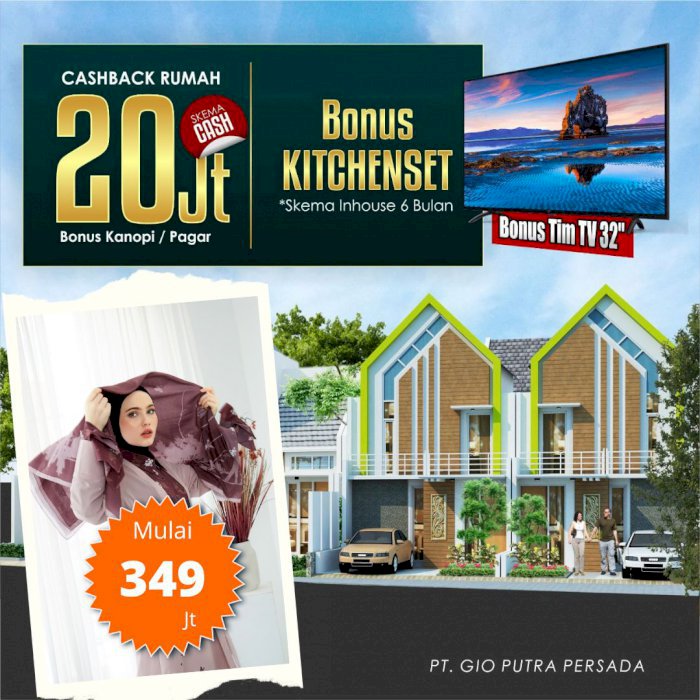 Promo rumah 2 lantai ada cash back dan bonus piliha di kota malang
