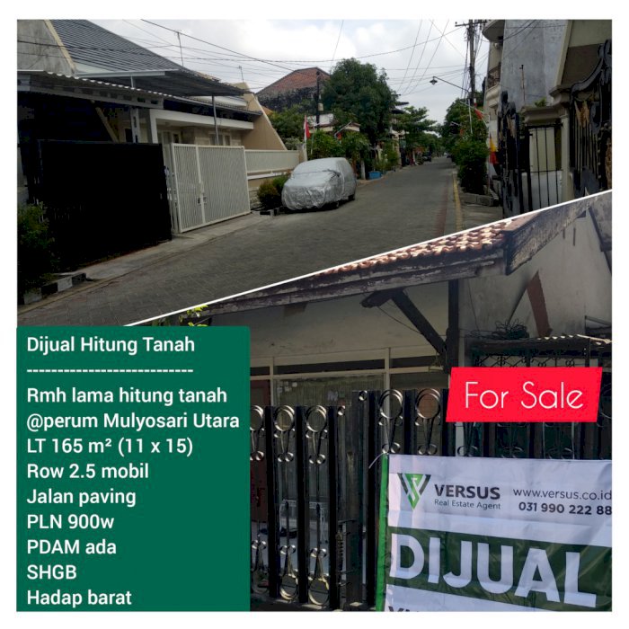 For Sale Rumah Hitung Tanah @ Mulyosari Utara