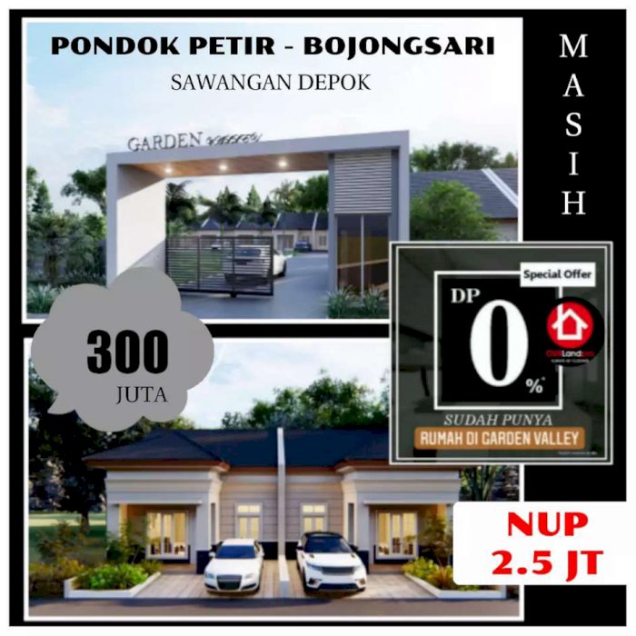 Promo rumah murah tanpa Dp di area depok pondok petir