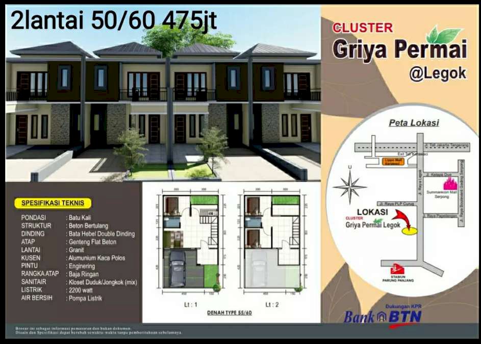 Rumah Exclusive 2lantai DP ringan view danau di dkt BSD Serpong