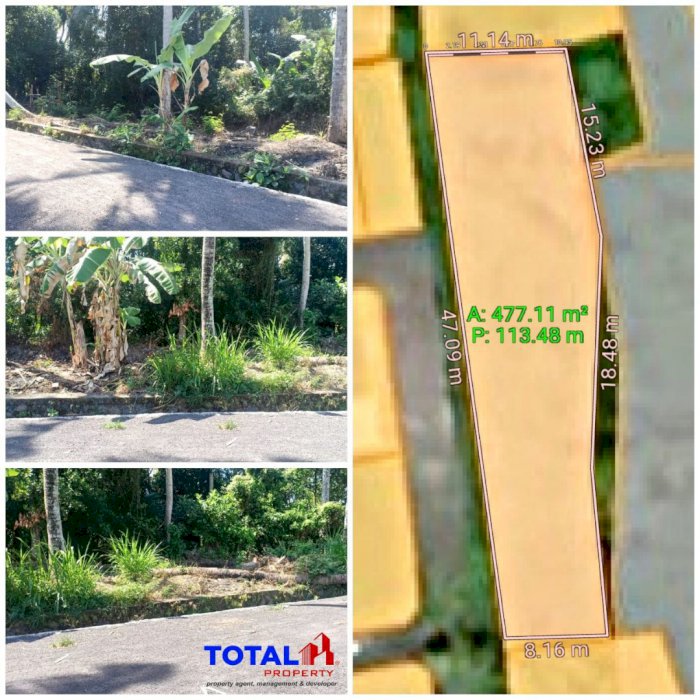 Dijual tanah kavling dengan pemandangan sawah hijau nan asri di Pering