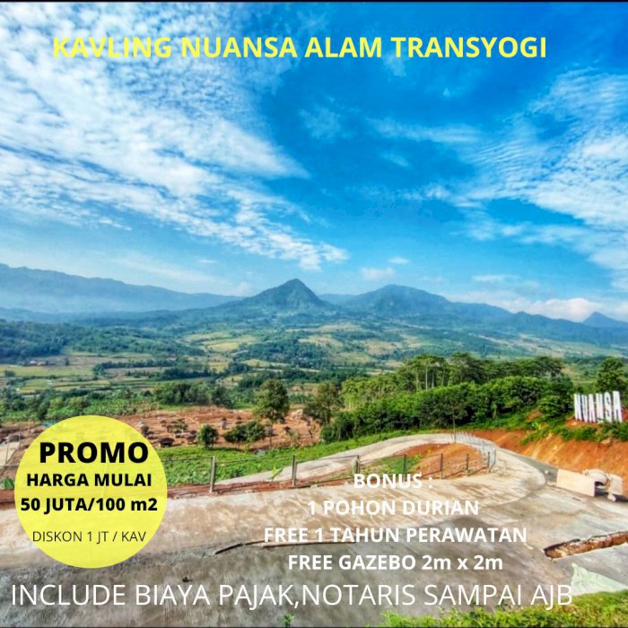 TERLARIS!TANAH MURAH VIEW PEGUNUNGAN  LEGALITAS AMAN & TERJAMIN