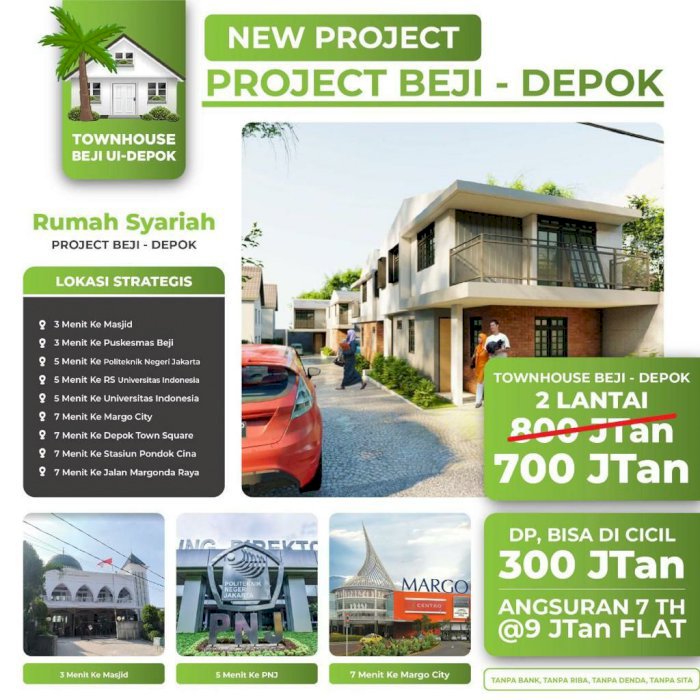 TERBARU Townhouse Syariah 2 Lantai EXCLUSIVE Terdekat Ke UI Beji-Depok