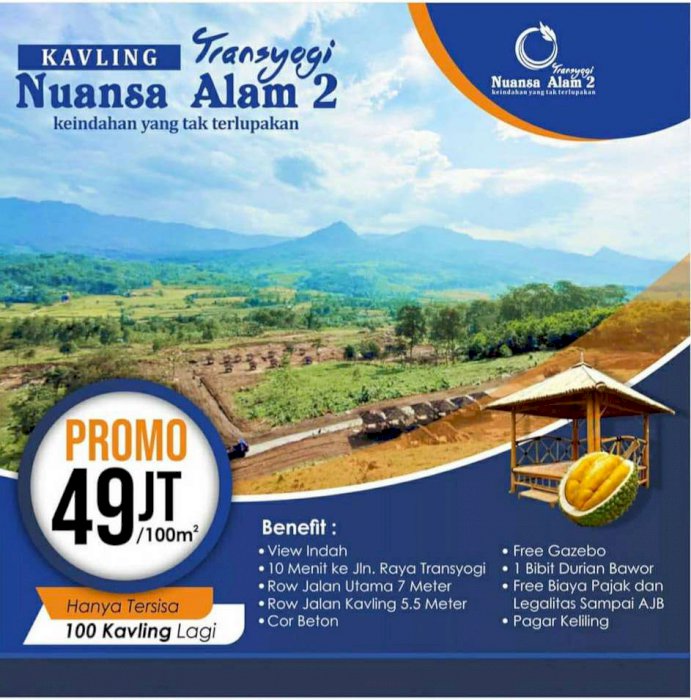 TANAH MURAH 100M VIEW PEGUNUNGAN ALAMI HANYA 49 JUTA DI BOGOR TIMUR