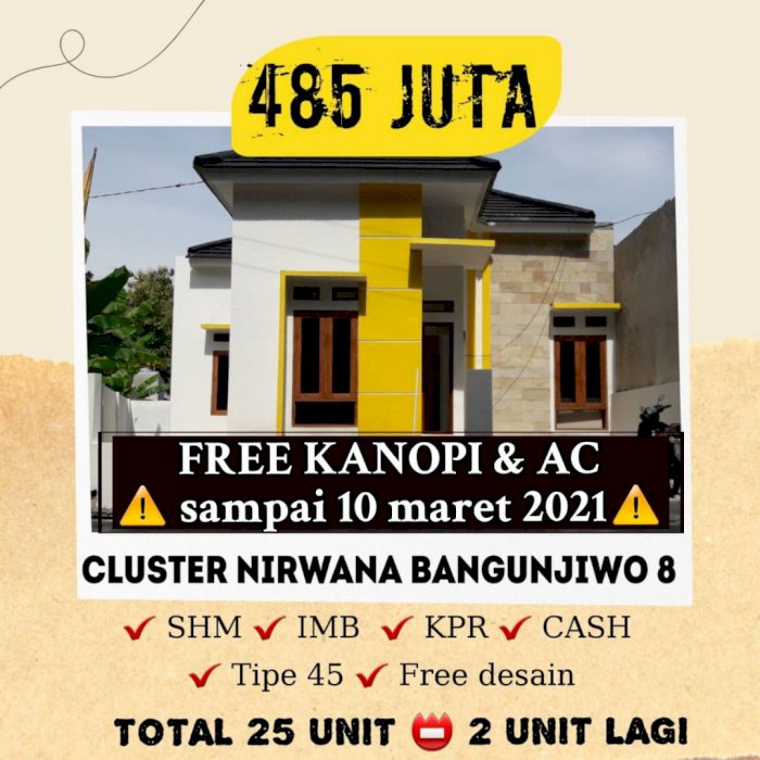 PROMO RUMAH DEKAT KAMPUS UMY, BONUS KANOPI DAN AC
