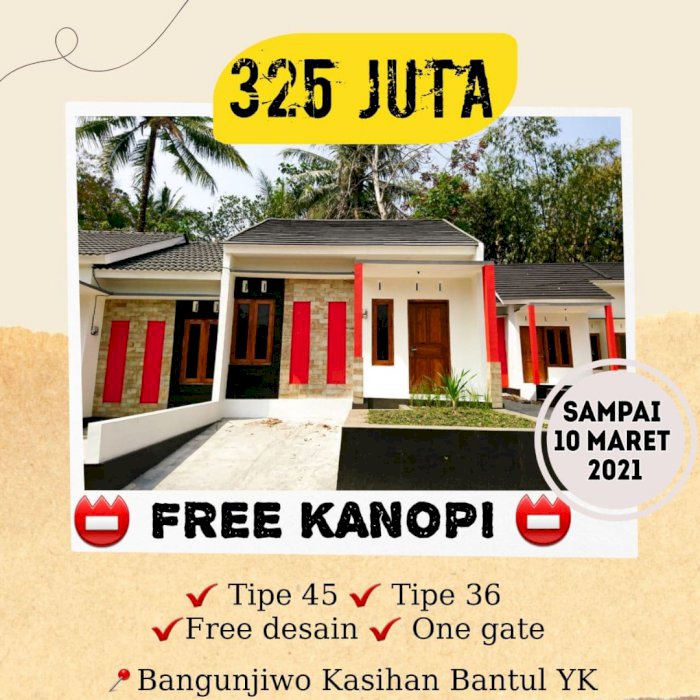 RUMAH HARGA 325 JUTA BONUS KANOPI, DESAIN REQUEST