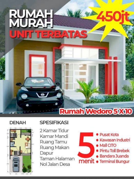 RUMAH WEDORO SUKUN WARU SIDOARJO 5 x 10