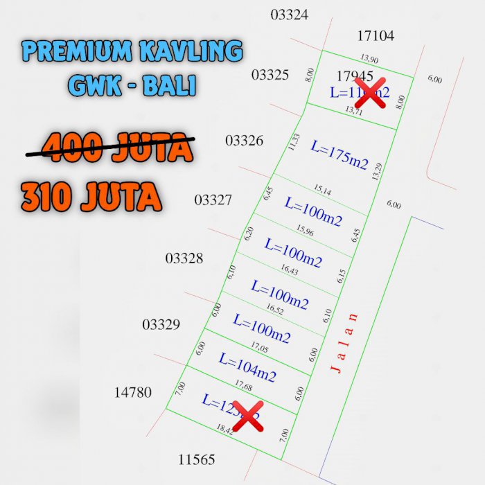 Sale tanah di area perumahan GWk