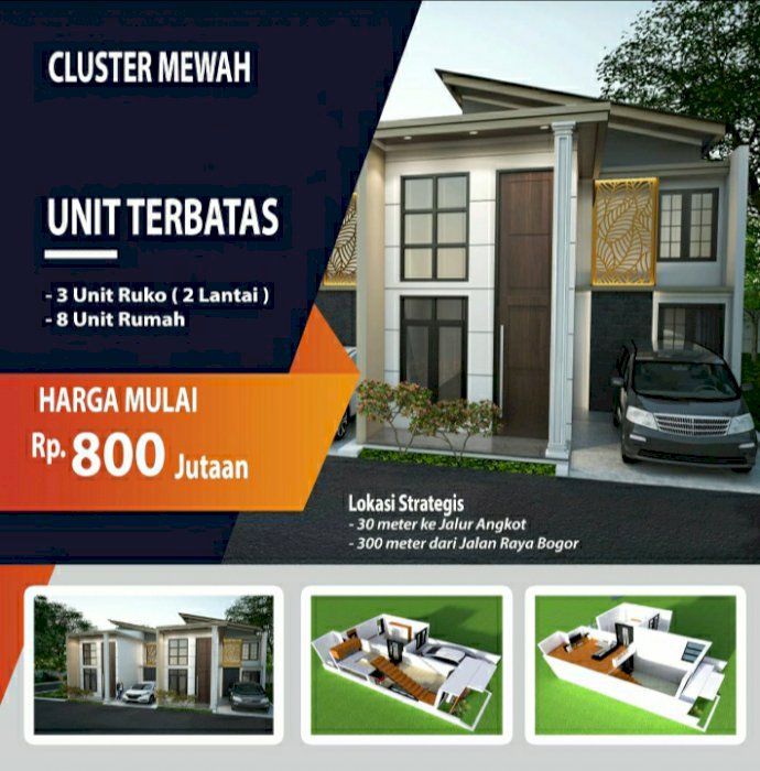 dijual rumah mewah 2lantai 800jutaan  di cijantung