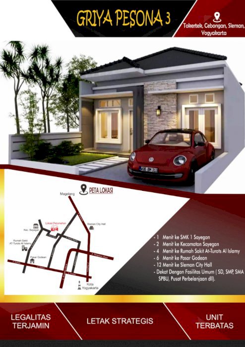 RUMAH DIJUAL DI CEBONGAN SLEMAN, DEKAT SLEMAN CITY HALL