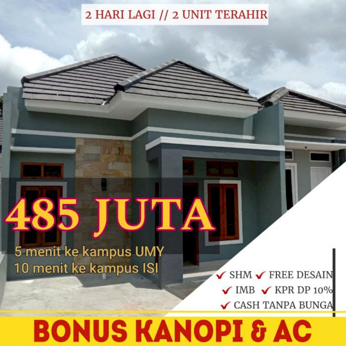 PROMO RUMAH DI JOGJA,  2 UNIT TERAHIR, SHM, FREE DESAIN