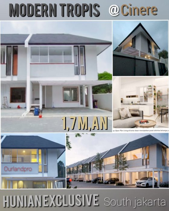 Runah baru modern tropical di jual di area cinere pondok cabe