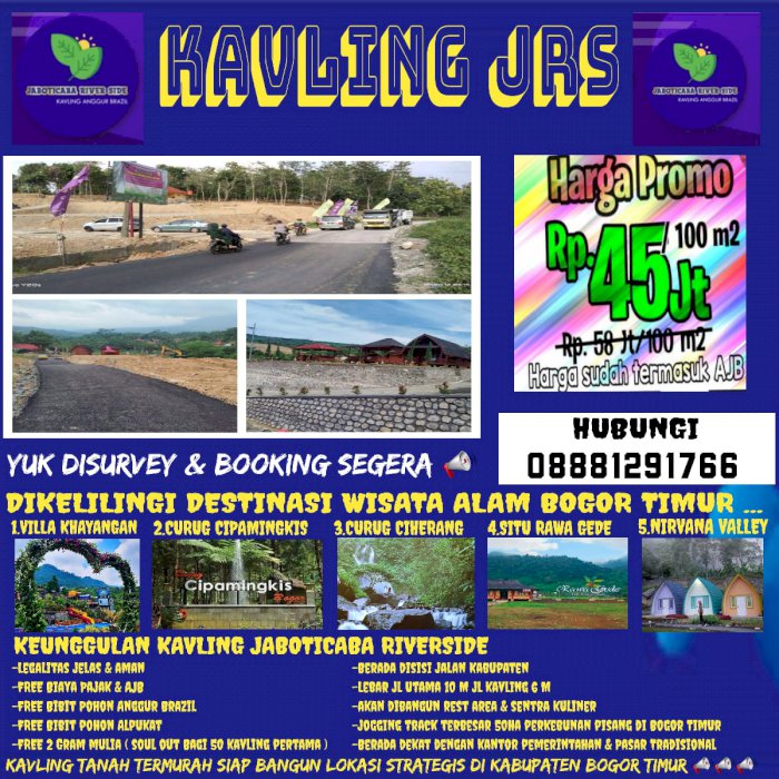 TANAH KAVLING WISATA ALAM ( JRS ) TERMURAH DI KABUPATEN BOGOR