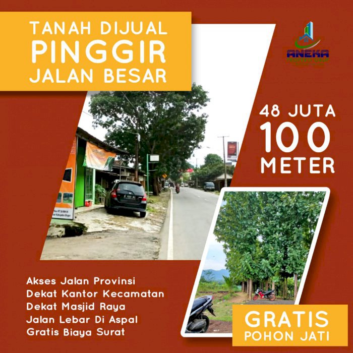 Dijual Tanah Per 100 M2 Pinggir Jalan Provinsi Bonus 8-10 Pohon Jati