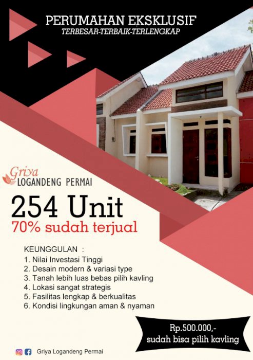 Perumahan Logandeng dekat taman kuliner dan taman budaya Gunungkidul