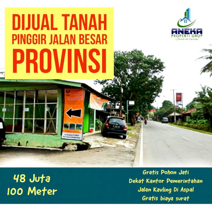 Dijual Tanah Per 100 M2 Beserta 8-10 Pohon Jati Pinggir Jalan Raya