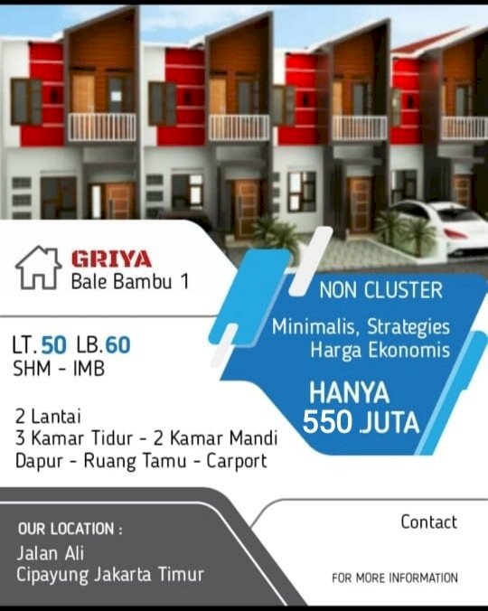 Rumah 2lantai 500jutaan cicilan KPR flat sampai lunas di cipayung