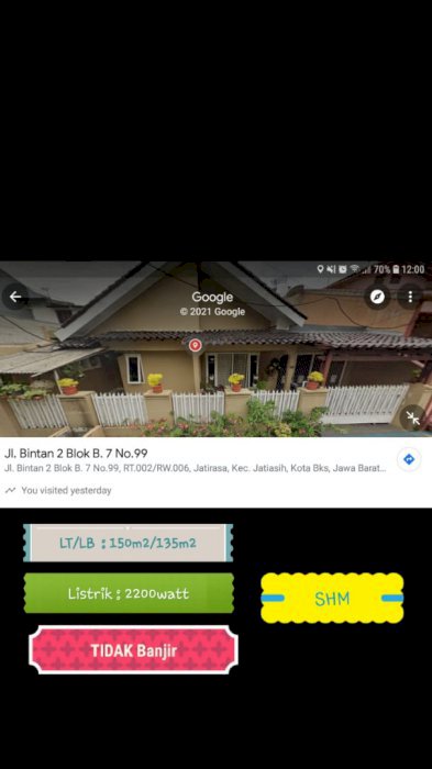 Dijual Cepat Rumah Bebas Banjir & Siap Huni di Jatiasih Bekasi