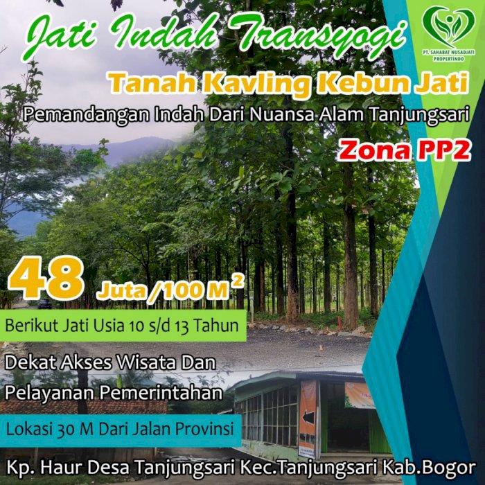 Tanah Murah di jual cepat hanya 30 meter dari jalan transyogi