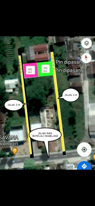 Di jual 2 kavling masing masing luas 162 m2