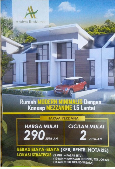 Rumah cluster 1 1/2 lantai 290jutaan tanpa DP di setu bekasi