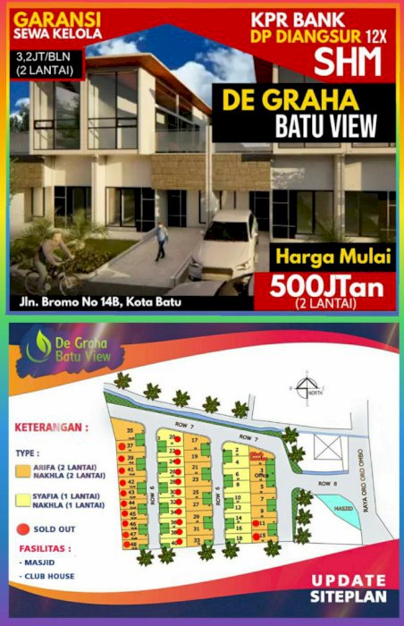 De Graha Batu View,Villa Sewa Kelola,Lokasi Depan Wisata BNS Batu,Malang