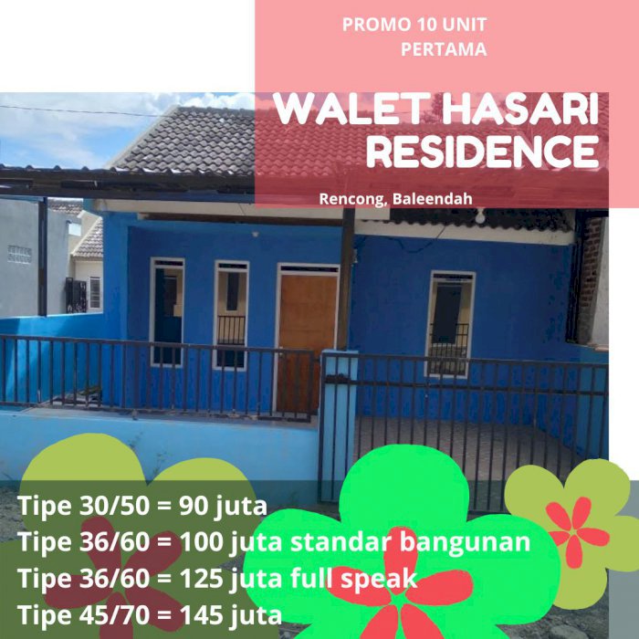 Cluster Wallet Hasari 30/50 90jt Unit Terbatas dkt Jalan Raya Bandung