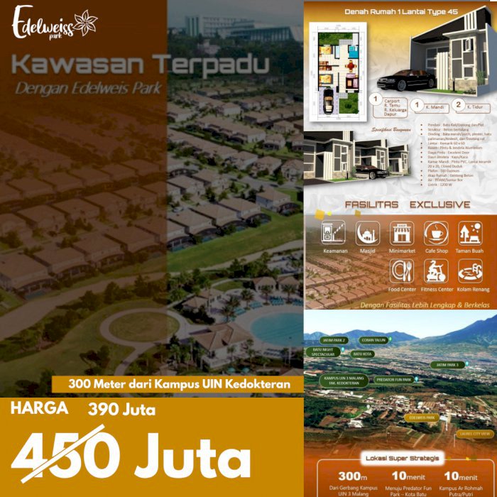 RUMAH MEWAH HARGA ,URAH DEKAT KAMPU DIMALANG S, KOREA STYLE KONSEP