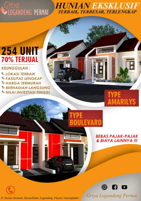 Rumah siap bangun dekat taman kota wonosari Gunungkidul