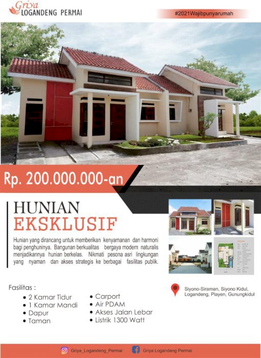 Hunian ekonomis dekat taman kuliner Wonosari Gunungkidul