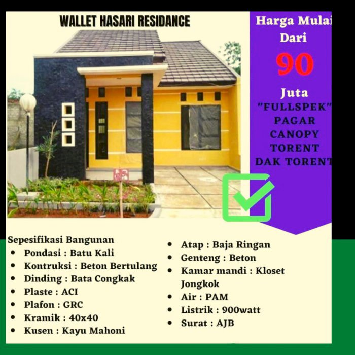 Cluster Wallet Hasari 36/60 125jt Discount 10jt dkt Jalan Raya Bandung