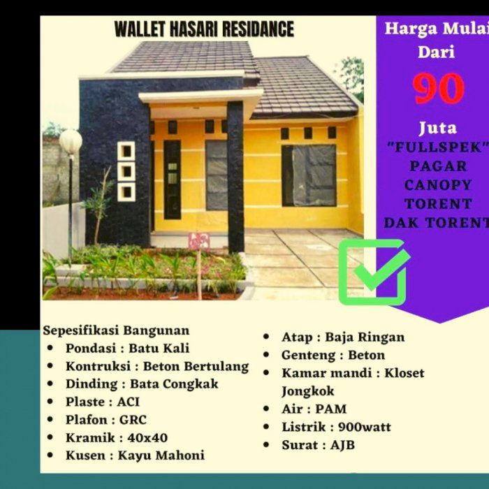 Type 36/60 Bebas Banjir, Promo sblm Naik, dkt Jalan Raya, Akses Mobil