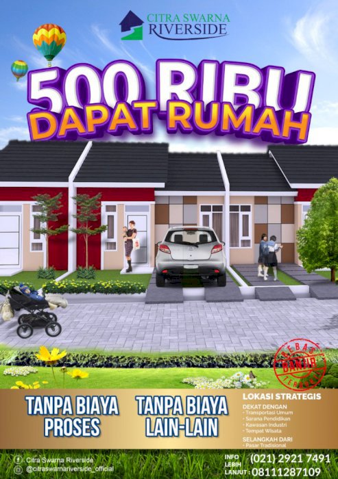 Perumahan Citra Swarna Riverside cukup 1, 5 jt Sudah semua semuanya