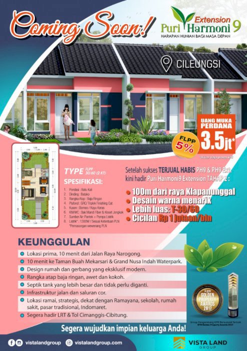 Perumahan Puri Harmoni Ext 9 kini hadir Tahap 3