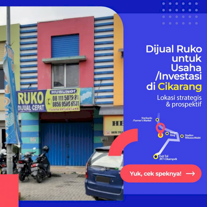 Dijual Cepat Ruko 2 Lantai di Permata Gardenia, Jababeka, Cikarang
