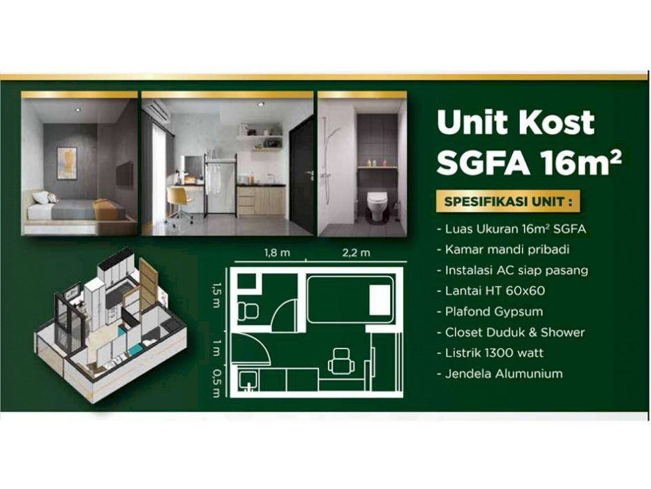 Unit Kost Apartemen Dekost Syariah bagi investor Bali