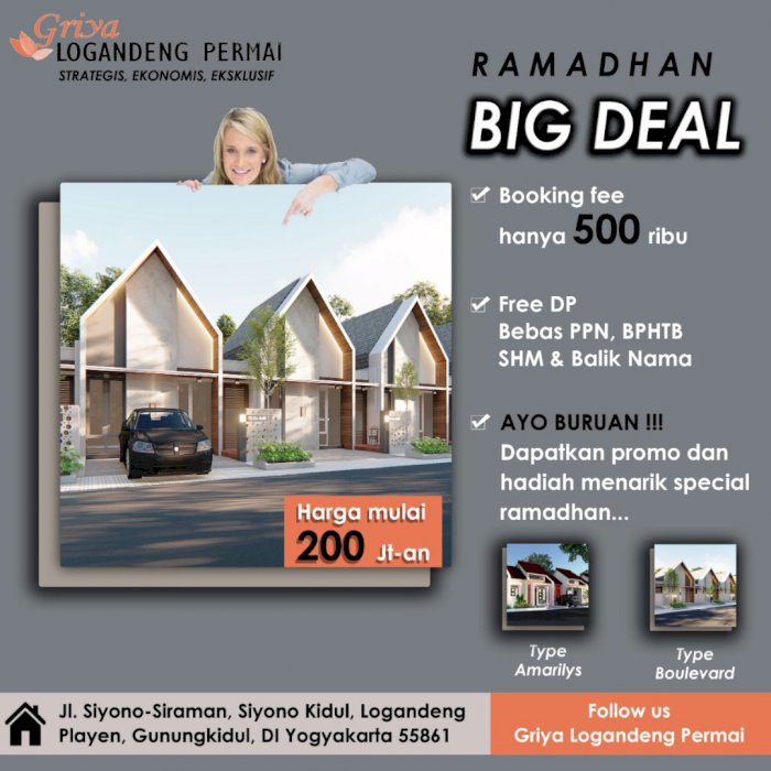 Dijual rumah banyak promo ramadham di kota wonosari