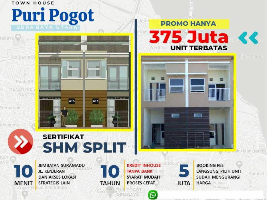 RUMAH MEWAH 2 LANTAI HARGA 1 LANTAI  DI SURABAYA UTARA, CASH / INHOUSE